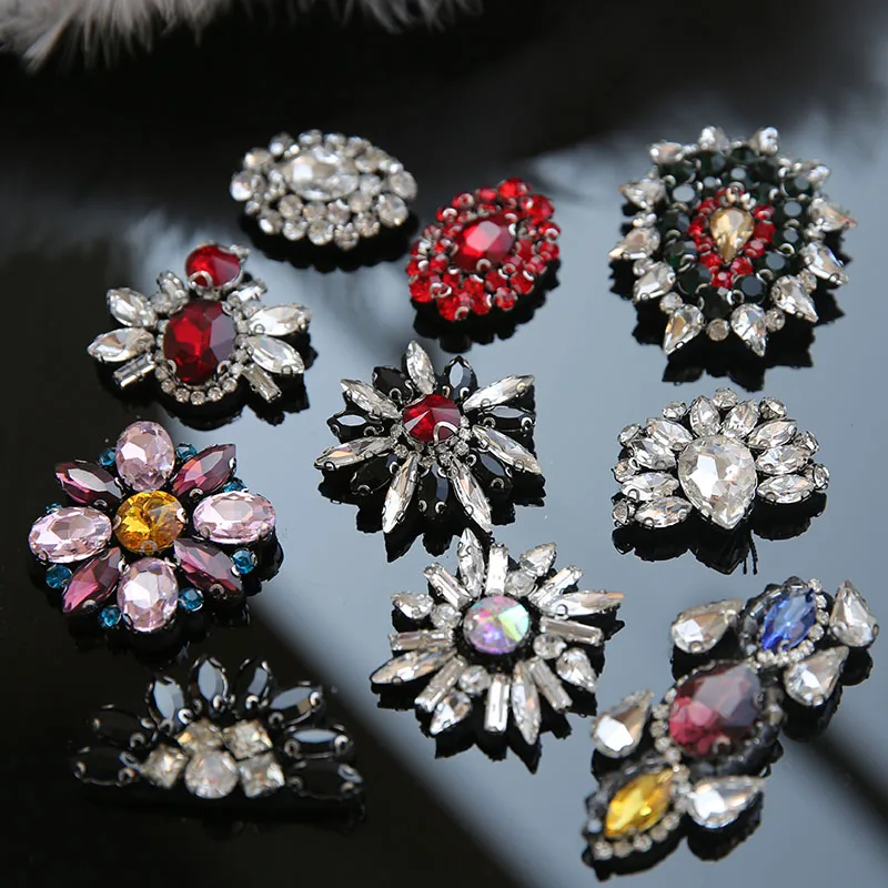 Flower beaded crystal patches sewing on Shoes Bags sequined applique decoration patch Clothing accessories Apparel