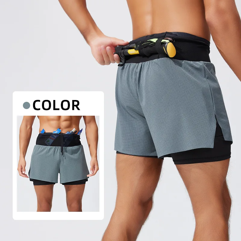 

Lightweight Men Summer Sports Bottoms Quick Dry Jogging Fitness Shorts Running Shorts Thin Breathable 2 in 1 Short Pants