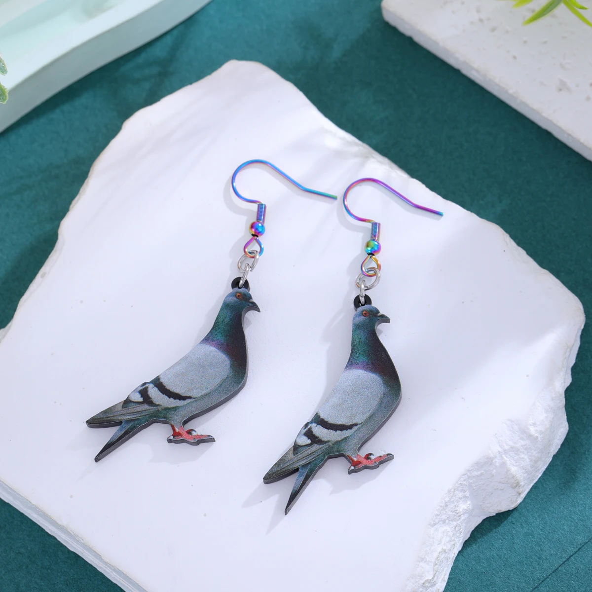 1 cute animal bird earrings, colorful and flat dove earrings, a perfect personality gift for men and women