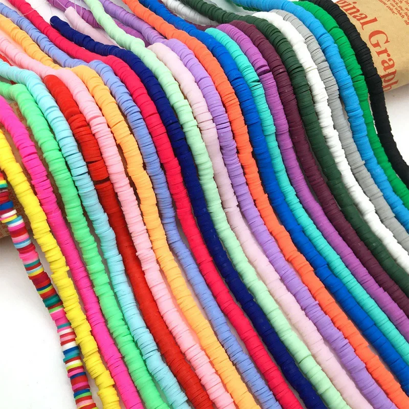 5 Strands 40cm Rondelle Flat Coin Chips Shape 4mm 6mm Polymer Clay Beads Wholesale For Jewelry Making DIY Bracelet Findings