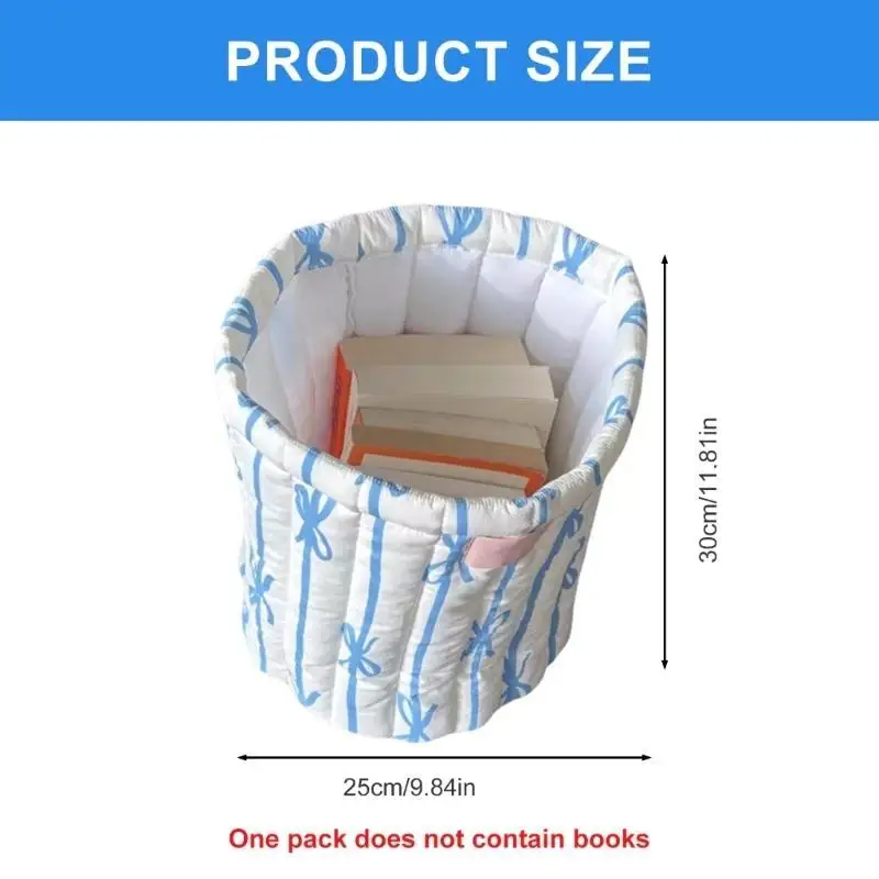 G6KF Space Saving Efficient Round Storage Basket with Quilted Bowknot Designs Convenient for Household Daily Casual Use