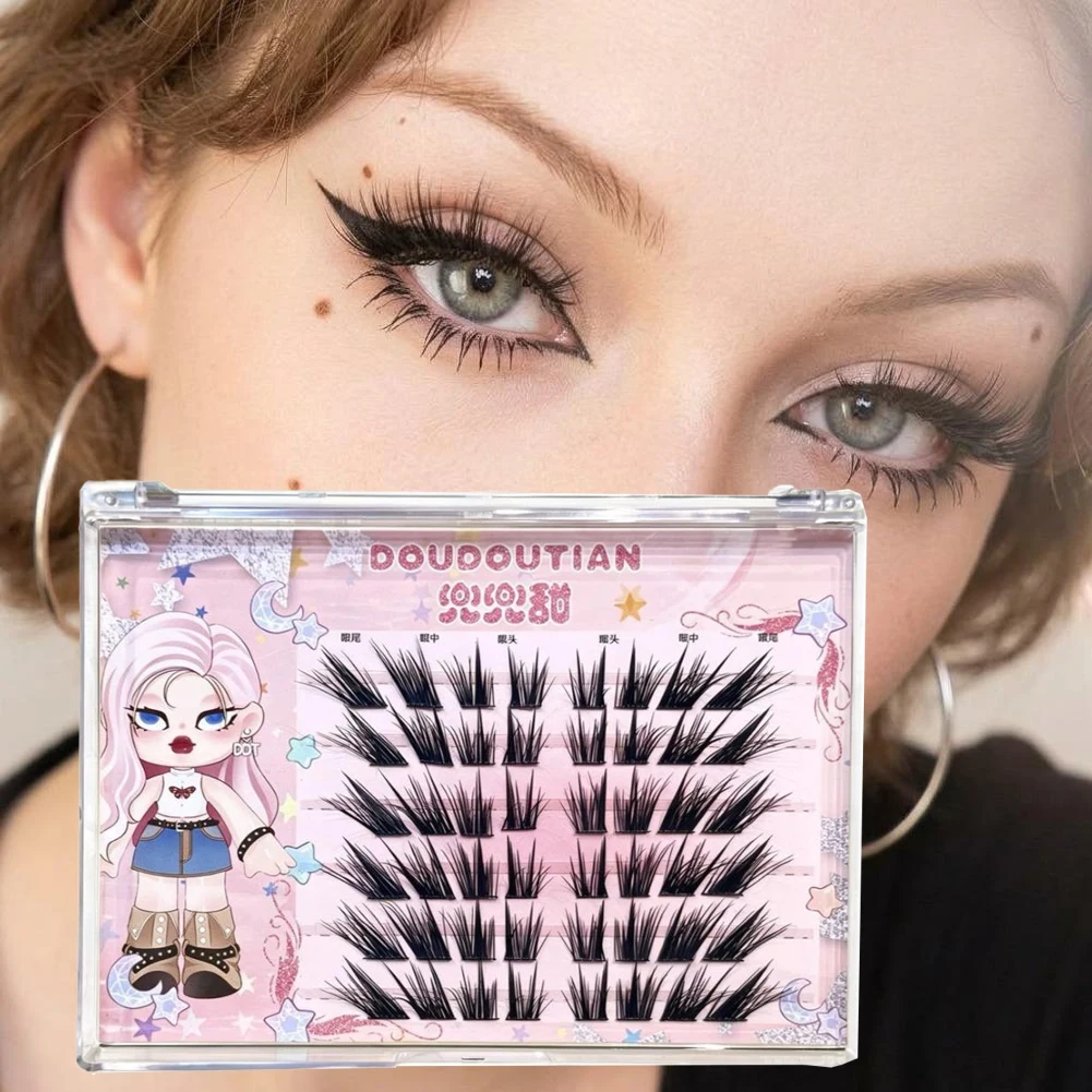 6D Winged False Eyelashes Multi-layered Noglue Eyelashes Fox Eyelashes Natural Long Lashes Clusters Thick Lash Clusters 2026 New