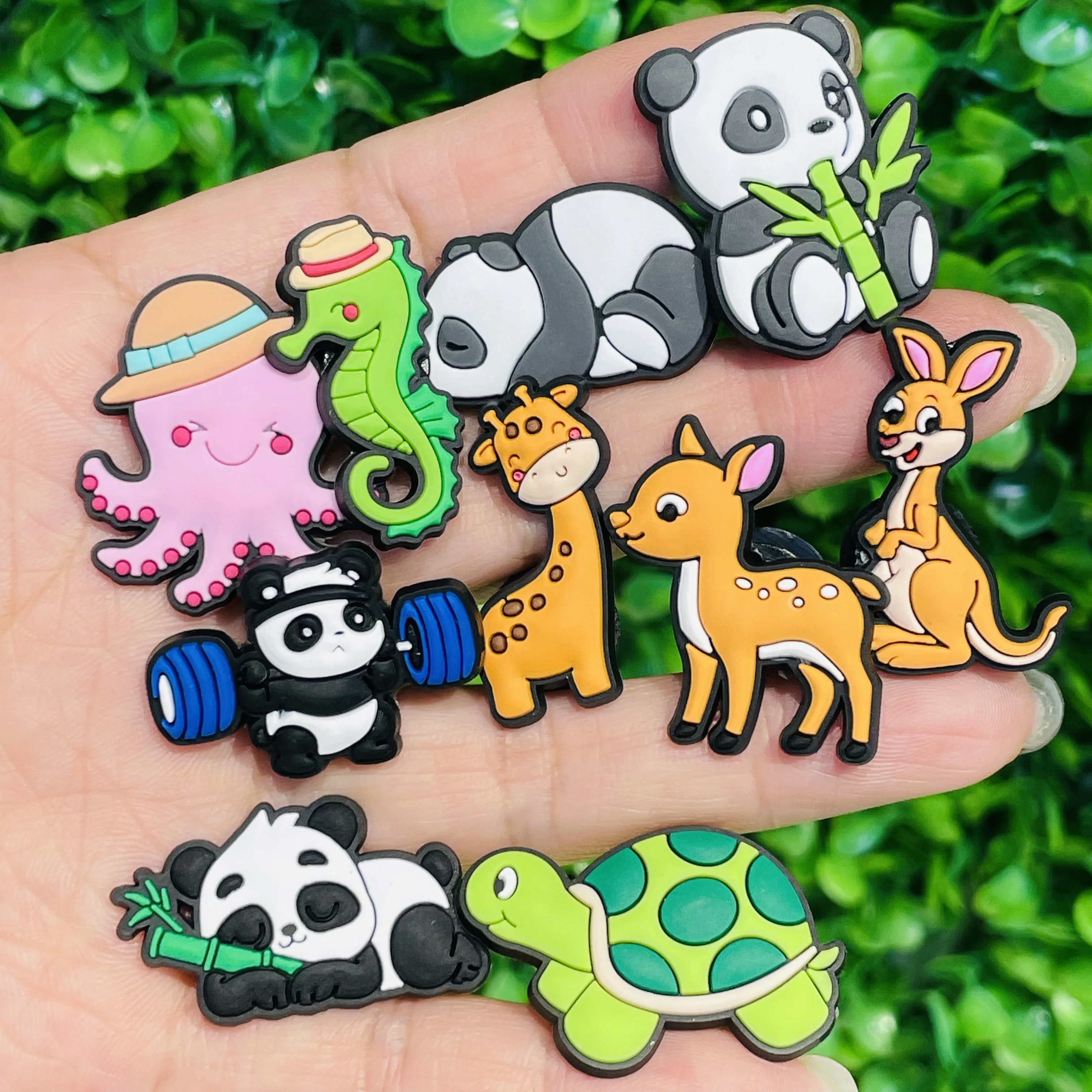 1-10pcs Animals Panda Giraffe Turtle Shoe Charms DIY Sandals Accessories Buckle PVC Shoes Ornament For Woman Kids Party Gift