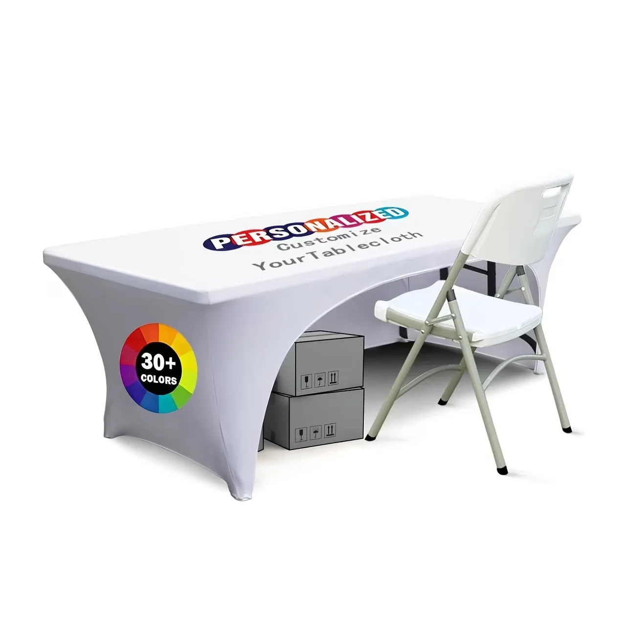 Custom Logo Stretch Tablecloth Personalized Spandex Table Cover for Trade Show Booth Vendor Display