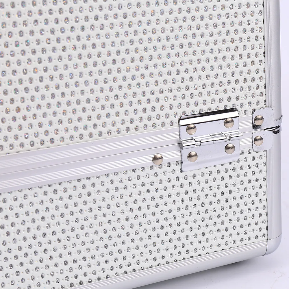 Double open aluminum alloy cosmetic case toolbox, professional high-end cosmetic case wholesale