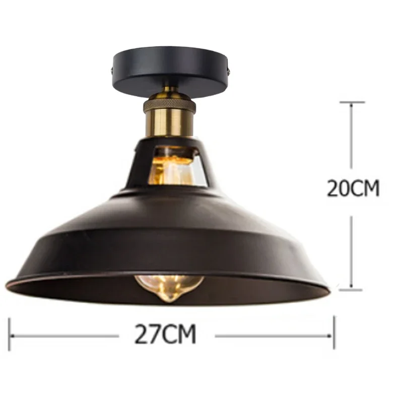 Imagem -02 - Semi Flush Mount Farmhouse Luz de Teto Fixture For Hallway Porch Laundry Foyer E27 Base da Lâmpada Preto