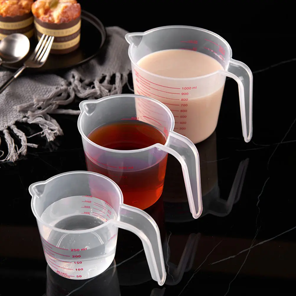 3Pcs Graduated Measuring Cup Set Premium PP Baking Measuring Cups Transparent Liquid Measure Cup with Scale Oil