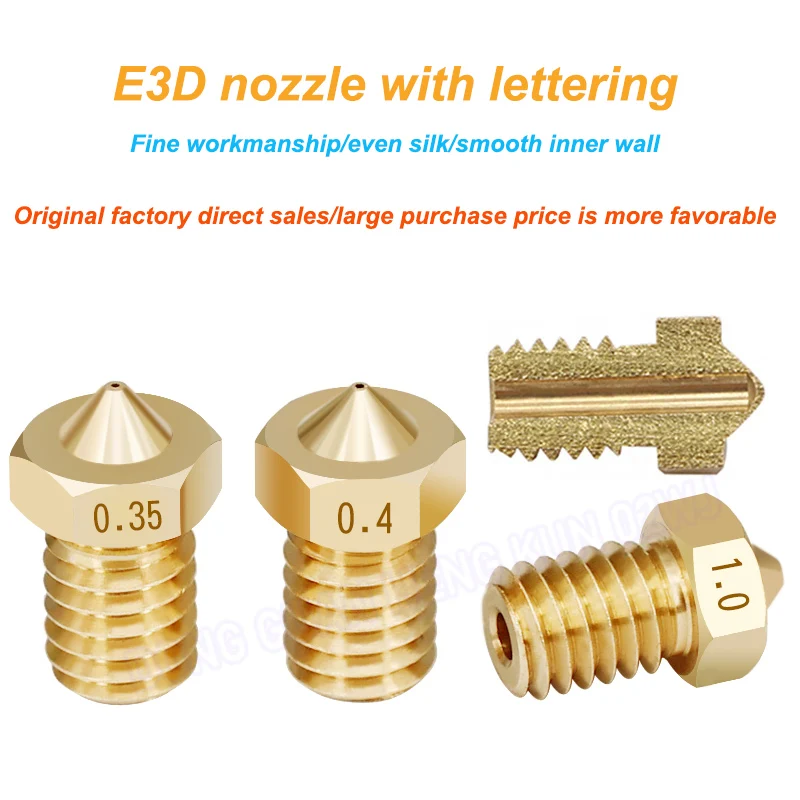 3D Printer Accessories E3D Nozzle v5 v6 M6 Thread for 1.75mm Filament E3D V6 Brass Copper Printhead 0.4mm 0.6mm 0.8mm High Flow