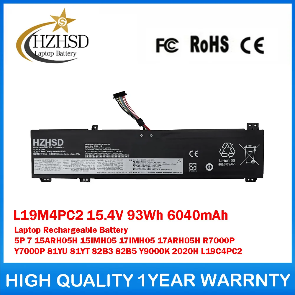 L19M4PC2 15.4V 93Wh 6040mAh Laptop Battery For LENOVO Legion 5P 7 15ARH05H 15IMH05 17IMH05 17ARH05H R7000P Y7000P 81YU 81YT 82B3