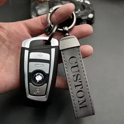 Custom Name Logo Leather Car Moto Keychain Personalized for Men and Women Keyring Creative Simple Key Chains Ring Gift