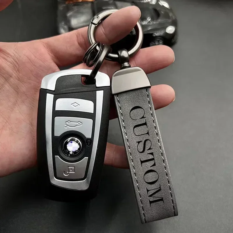 Nazwa własna Logo Skórzany brelok do kluczy samochodowych Moto Spersonalizowany dla mężczyzn i kobiet Brelok do kluczy Kreatywne proste breloki do kluczy Prezent