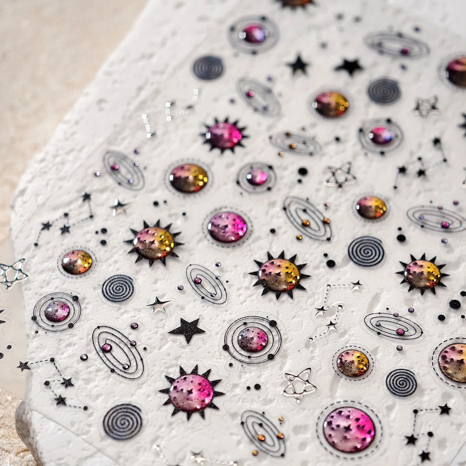 Gelatina Colorata Pianeta Starburst Sun Asterismo Cintura planetaria Costellazione Cartoon Decorazioni per unghie Adesivi Decalcomanie per manicure