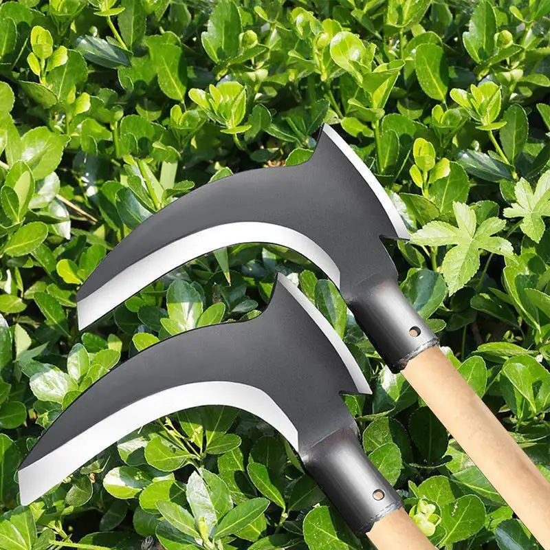 High Manganese Steel Double Scythe Gardening Weeding Grass Sickle Multifunction Farming Handheld Clearing Sickle Garden Tools