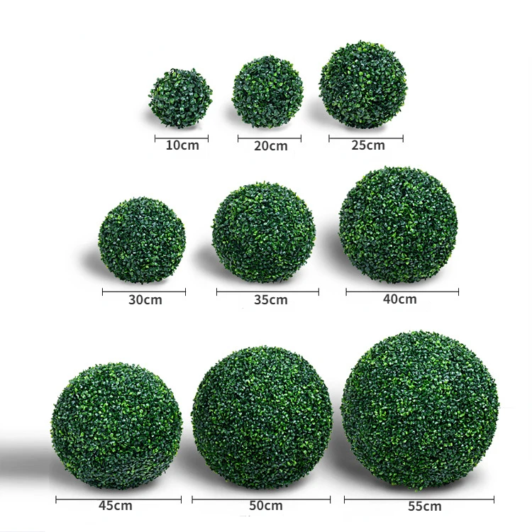 10-48cm Artificial Green Plant Grass Ball Simulated Boxwood Decorative Ball Balcony Courtyard Garden Wedding Home Decoration