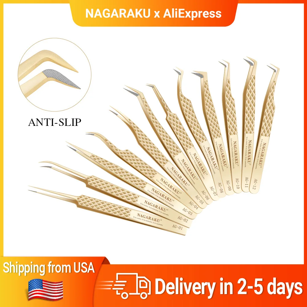 NAGARAKU AG Tweezers For Eyelash Extension Volume Fans-making Eyelash Precision Fiber Tip Tweezers Fast Shipping from USA