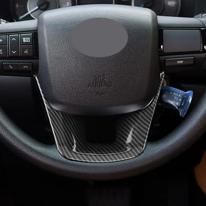 ABS Car Inner Steering Wheel U-shaped Cover Frame Trim For Toyota Fortuner Hilux Revo 2015-2021 Carbon Fiber Texture Accessories