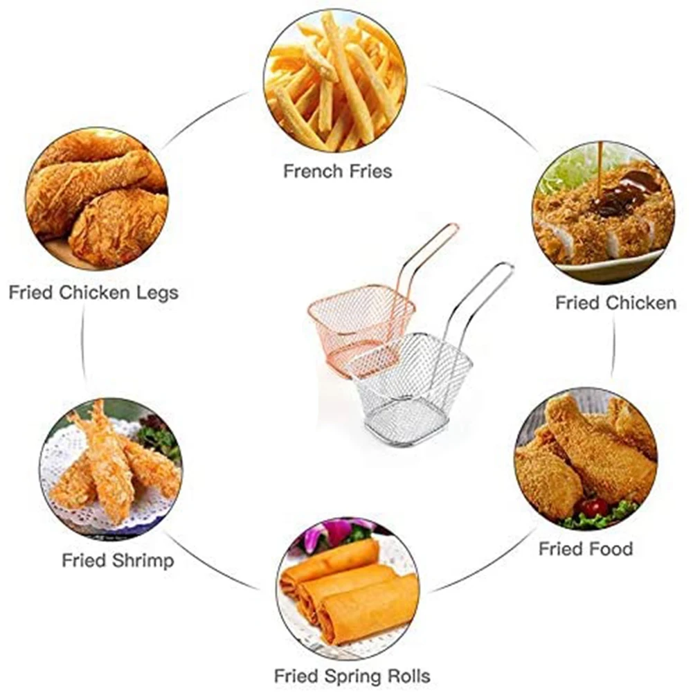 

N84R Mini Fry Baskets, Mesh Wire French Fries Chip Basket Net, Food Presentation Baskets French Fry Holder For Kitchen
