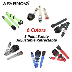 3 Points Safety Belt Universal Adjustabl 6 Color Red Black Beige Gray Blue Green Belt Auto Safety Accessories Fit For Most Car