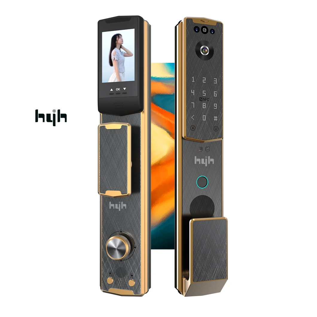 hyh Factory Price Intelligent Electric Digital Fingerprint Password Keypad 3D Face Recognition Camera Smart Door Lock