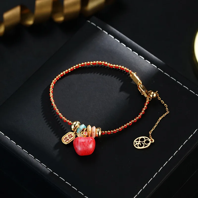 [Temperature Change Apple] Colorful Franc Premium Niche Design Temperature Change Two Wear Light Luxury Apple Bracelet