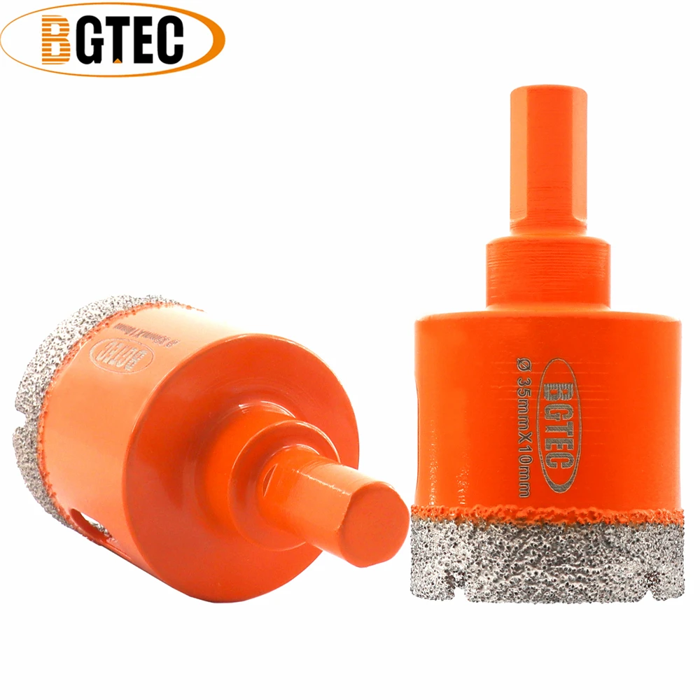 BGTEC 2 Chiếc Dia35mm Kim Cương Khoan Core Bit Ngói Mũi Khoan Đá Cẩm Thạch Đá Hoa Cương Nề Cắt Thấy Khoan Vương Miện Tam Giác Vỏ