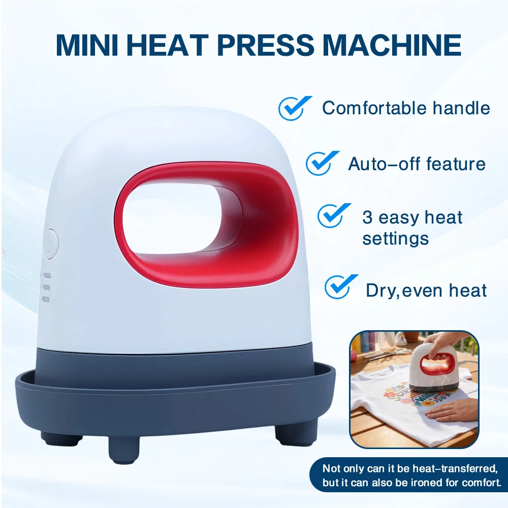 

Dtfinova Handheld Mini Heat Press Machine for DIY Crafts, Portable Heat Iron for T-Shirt Shoes Hat Vinyl Transfer Projects with