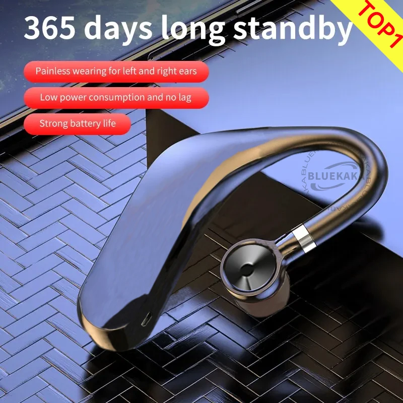 New Wireless Bluetooth 5.4 Universal Hook Earphone Sports Business Single Ear Headset Handsfree Headphones With Mic Smartphone