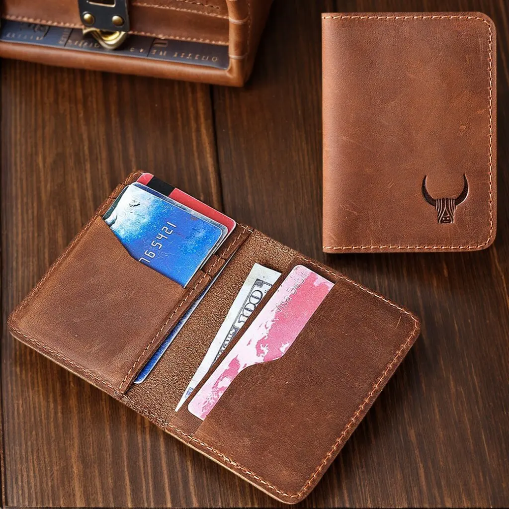 

Мужской кожаный кошелек с верхним зерном в стиле ретро, короткий ультратонкий чехол ручной работы с несколькими слотами для удостоверений личности