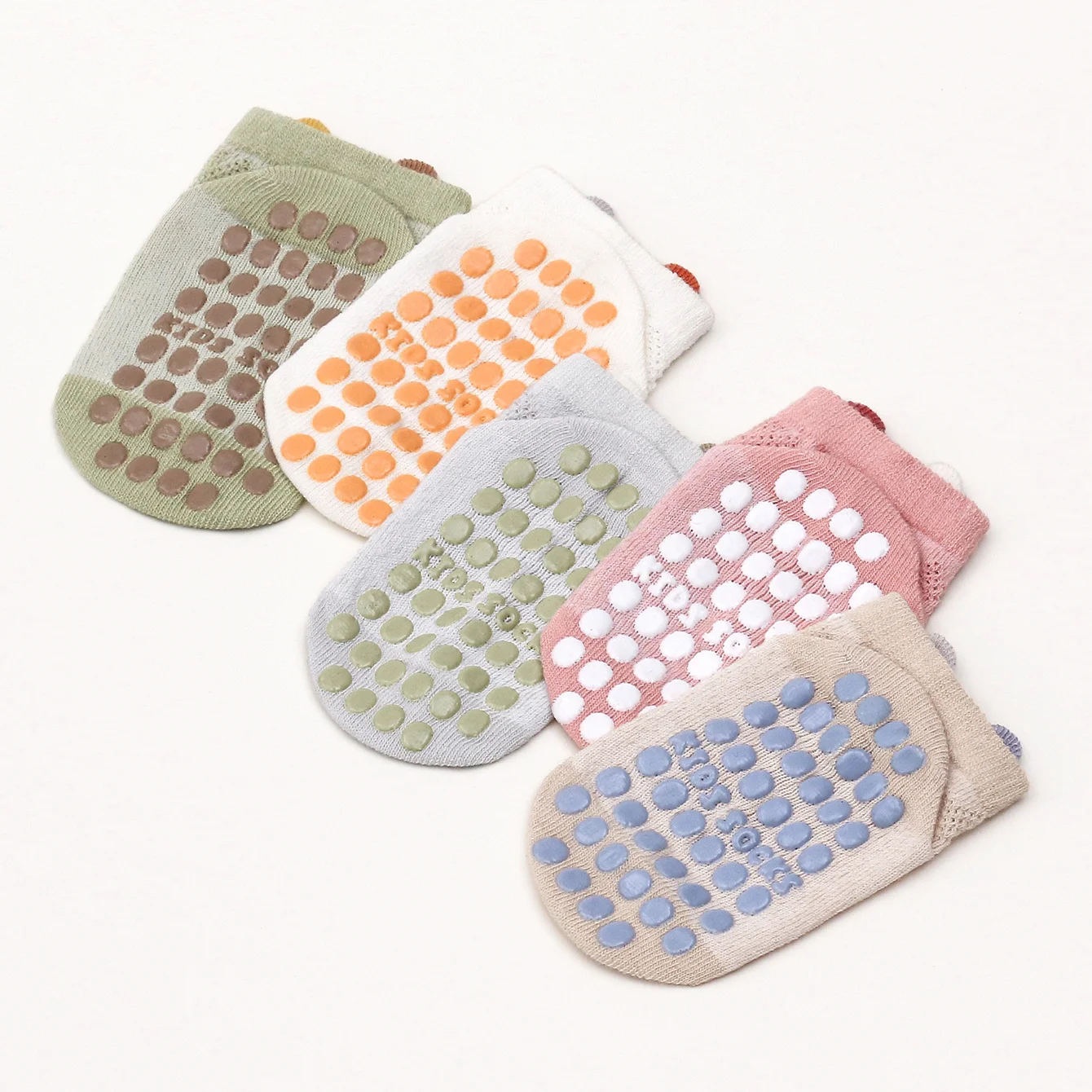 4 pairs of cartoon bear star patterned floor socks for boys, girls, and infants, boat socks, anti slip, wear-resistant, comforta image 4