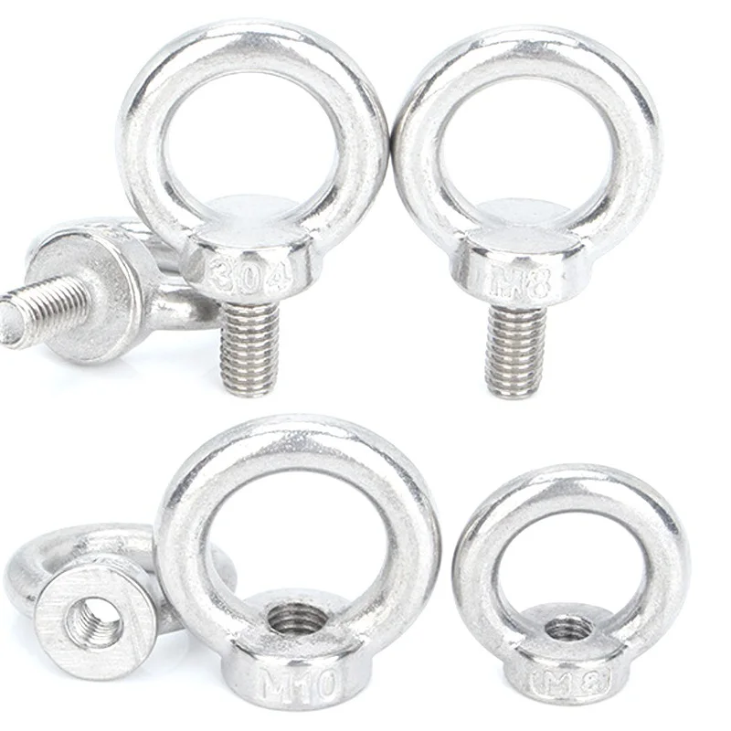 2/3/5/10PCS M3 M4 M5 M6 M8 M10 M12 DIN580 304 Stainless Steel  Heavy Duty Marine Lifting Eye Nuts/ Screw Ring For Wire Rope