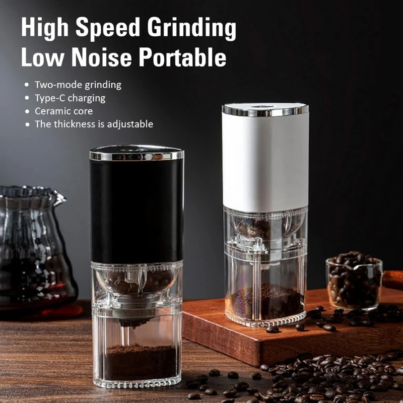 Electric Coffee Grinder Adjustable Settings Plastic Coffee Mill Portable Coffee Bean Grinder for Outdoor Indoor Travel