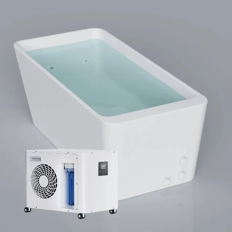 【2026】Modern Rectangle Alcove Freestanding Fiberglass Bath Athlete's Soaking Freestanding Ice Bath Plunge Tub