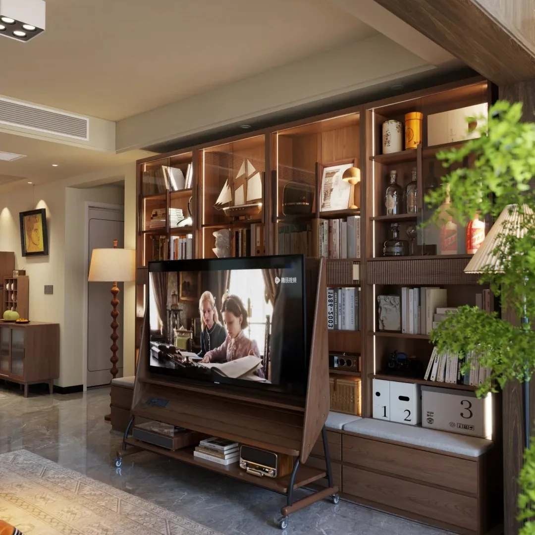 &Eco-Friendly Space-Saving Recycled Solid Wood Modern Panel Design Multi-Purpose Large Capacity Durable Living Room TV Home Bar