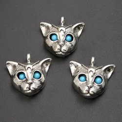 5pcs Silver Color 25x24mm Punk Leopard Head Charms Animal Pendant Fit DIY Handmade Metal Alloy Jewelry Making Supplies