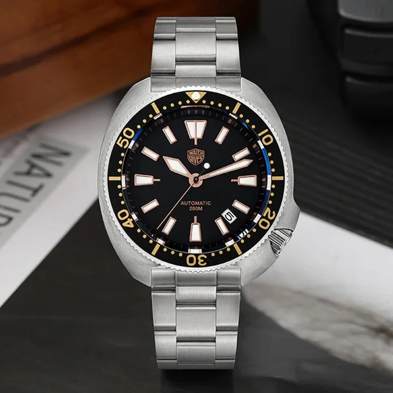 Watchdives WD6105 Land Tortoisen Dive Watch For Men NH35 automatic Watch Quartz Movement 200M Water Resistance Luminous Watches