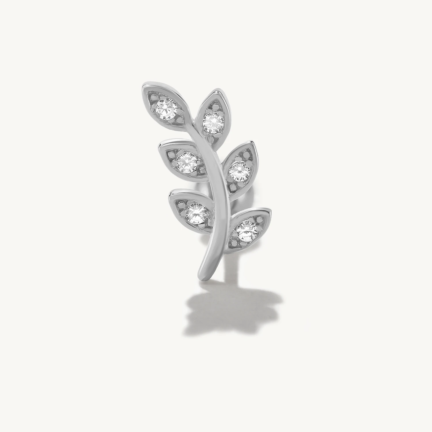 CANNER 2 Pieces 925 Sterling Silver Cartilage Ear Stud Earrings for Women Crystal Zircon Leaf/Flower/Moon Studs Piercing Jewelry