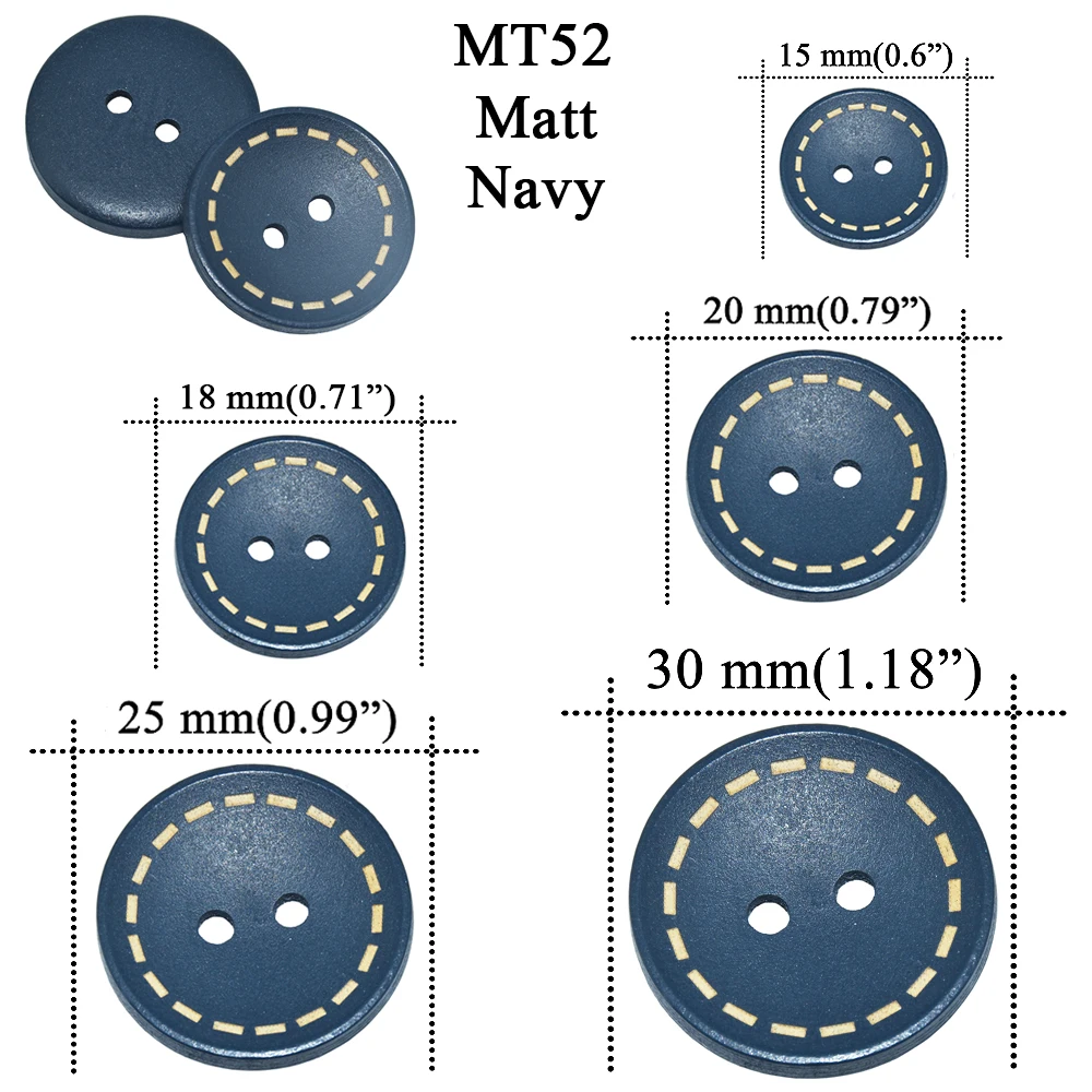 10PCs 30PCs Matt Navy Round Laser Dashed Wooden Buttons Denim Color Sewing Scrapbooking For Jeans Handmade 2 Holes Wood Button