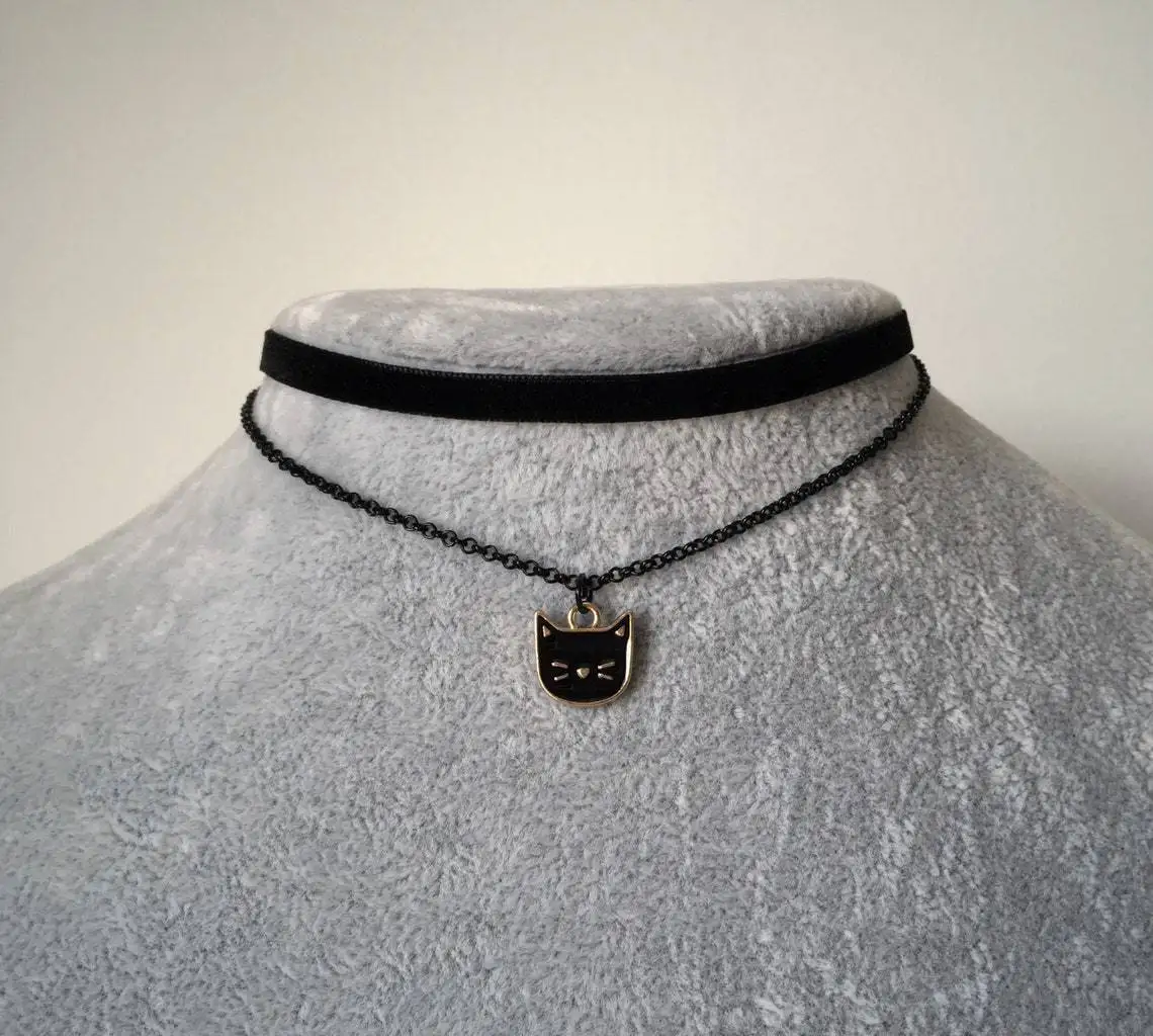 Gothic Black Cat Choker Woman Fashion EMO Tie Necklace Black Velvet Cat Pendant Necklace Witch Jewelry Accessories Gift for Her - Image 6