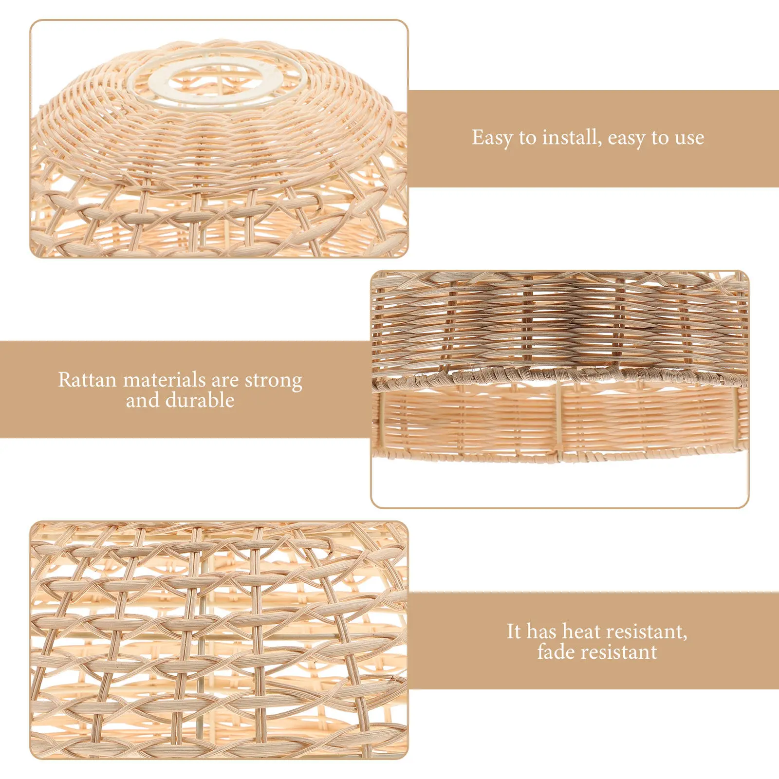Rattan Woven Lampshade Elegant Glamorous Hanging Light Shade for Chandelier Pendant Ceiling Fixture Indoor Decor Gift