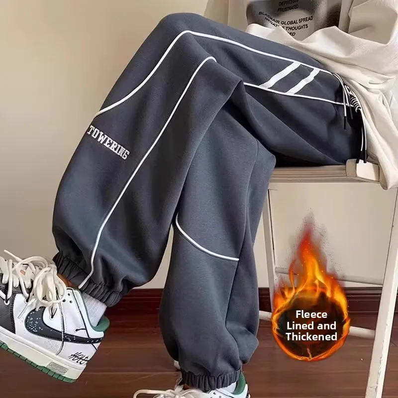 

Мужские утепленные спортивные брюки-карго Harlan с вышитыми буквами, свободного кроя, из полиэстера, для зимы