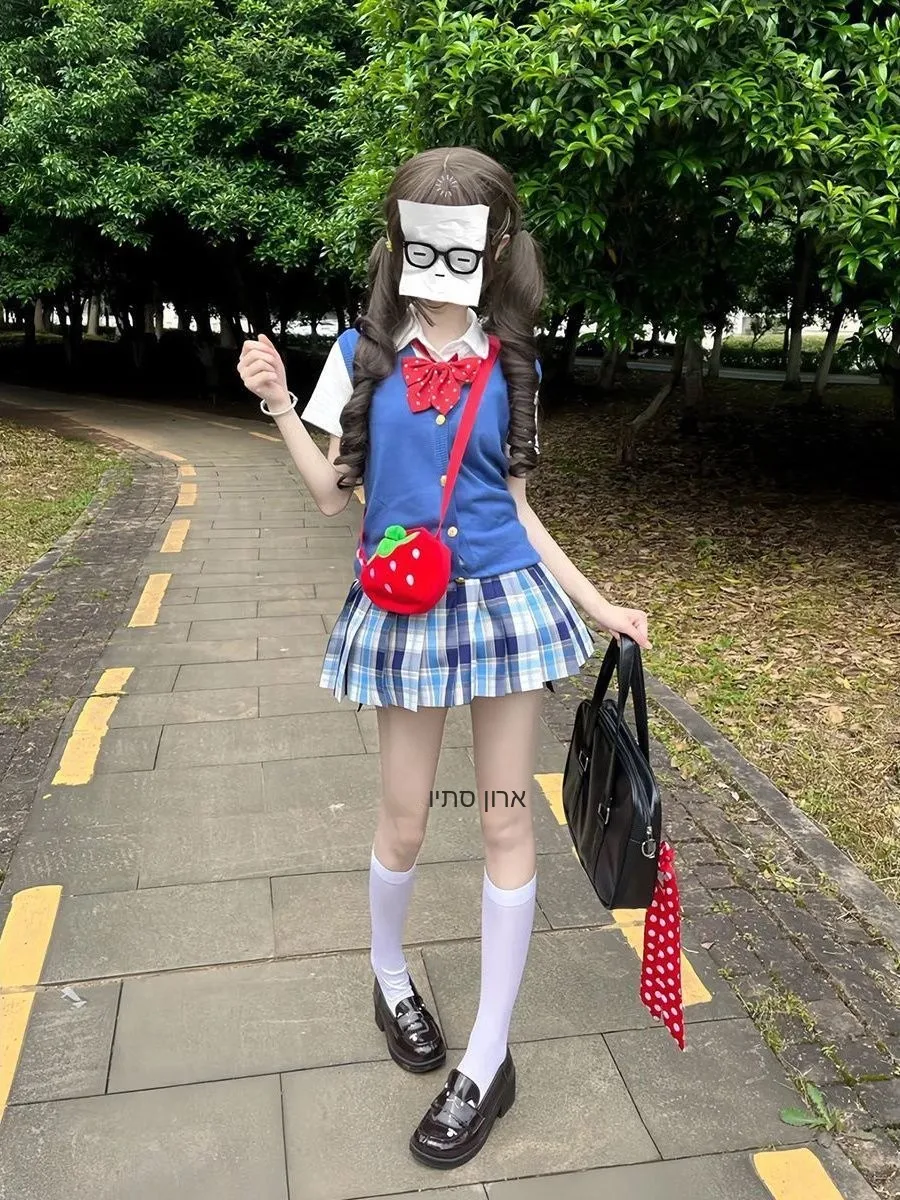 

Sweet Style Women's Knitted Bubble Shirt Vest Set Summer New Collar Breathable Polyester Fabric mid High Waist Skirt