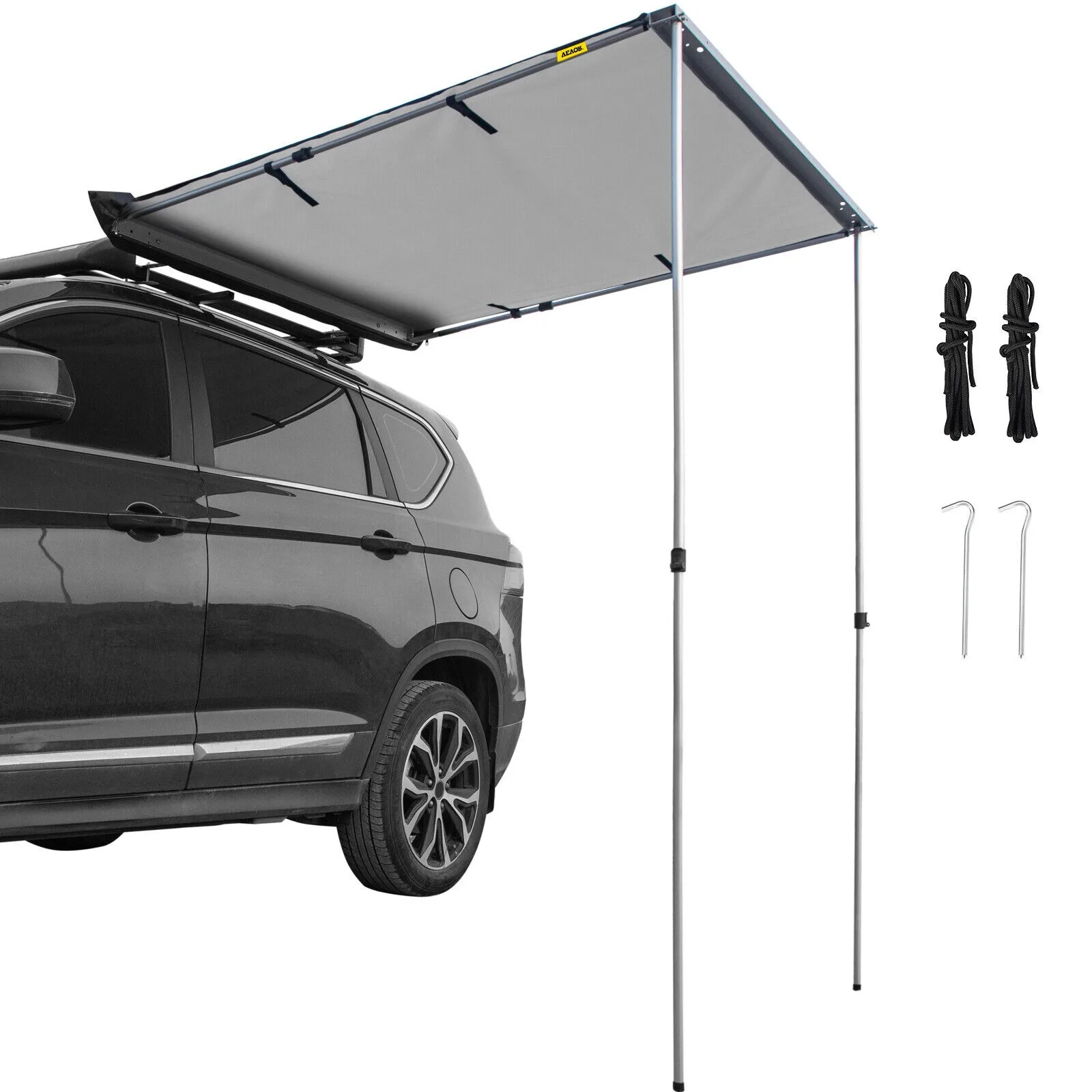 

US Car Awning Car Tent Retractable Waterproof SUV Rooftop Grey 4.6'x6.6'