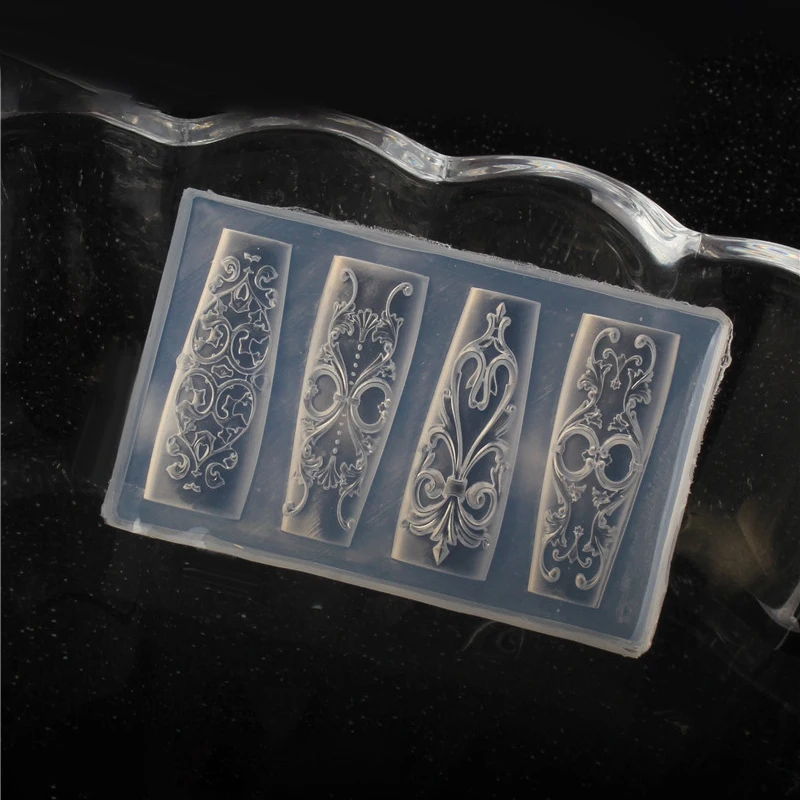 مسمار قالب سيليكون الرجعية نمط مسمار الفن الديكور الباروك نمط الإغاثة تصميم مسمار الفن قالب مجسمة أدوات مانيكير