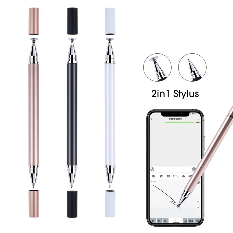 Universal 2 in 1 Stylus Pen Drawing Pens Tablet Capacitive Screen Caneta Touch Pen for iOS Android iPad Smart Pencil Accessories