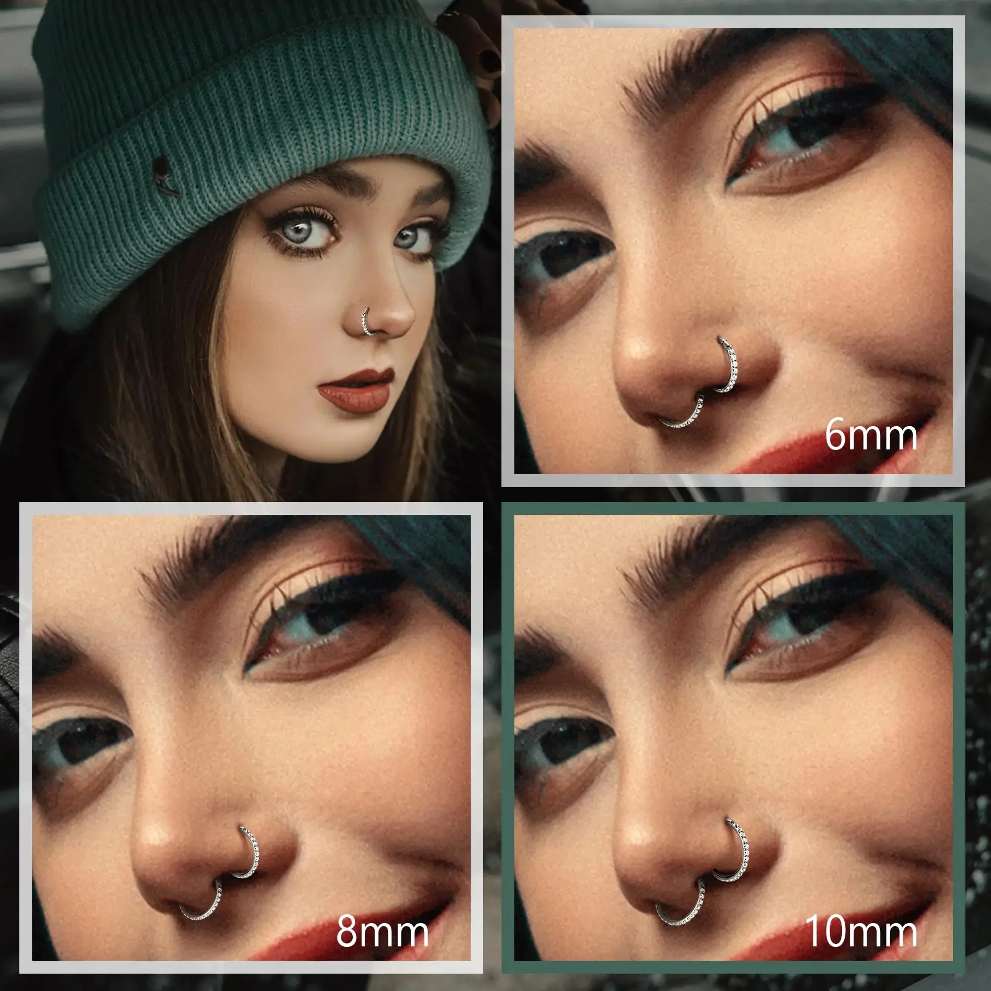1/10PCS Stainless Steel Round  - Septum Clicker Ring 评论和价格