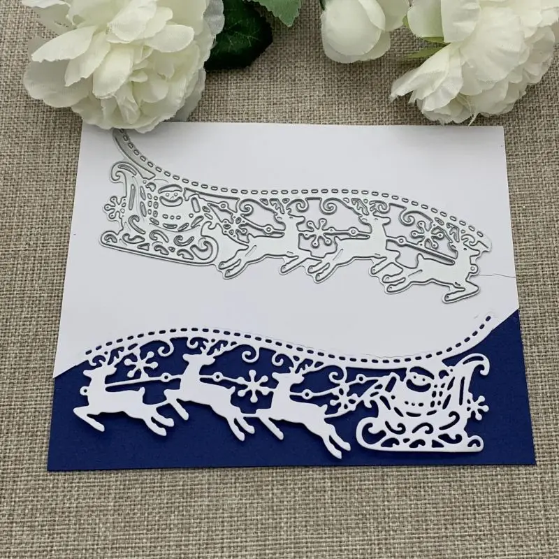 Santa deer sleigh border Metal Cutting Dies For DIY Scrapbooking Decorative Embossing Handcraft Die Cutting Template Mold