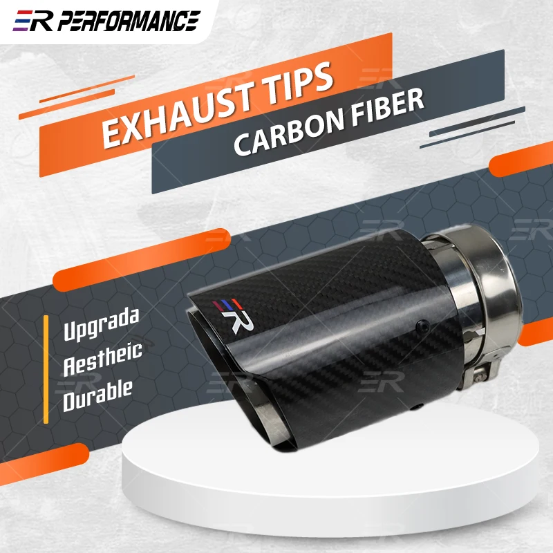 1Pcs Cars Accessories Black Carbon Fiber Stainless Steel Car Muffler Tip Exhaust Tip System Pipe Universal Exhaust Tip  Nozzle