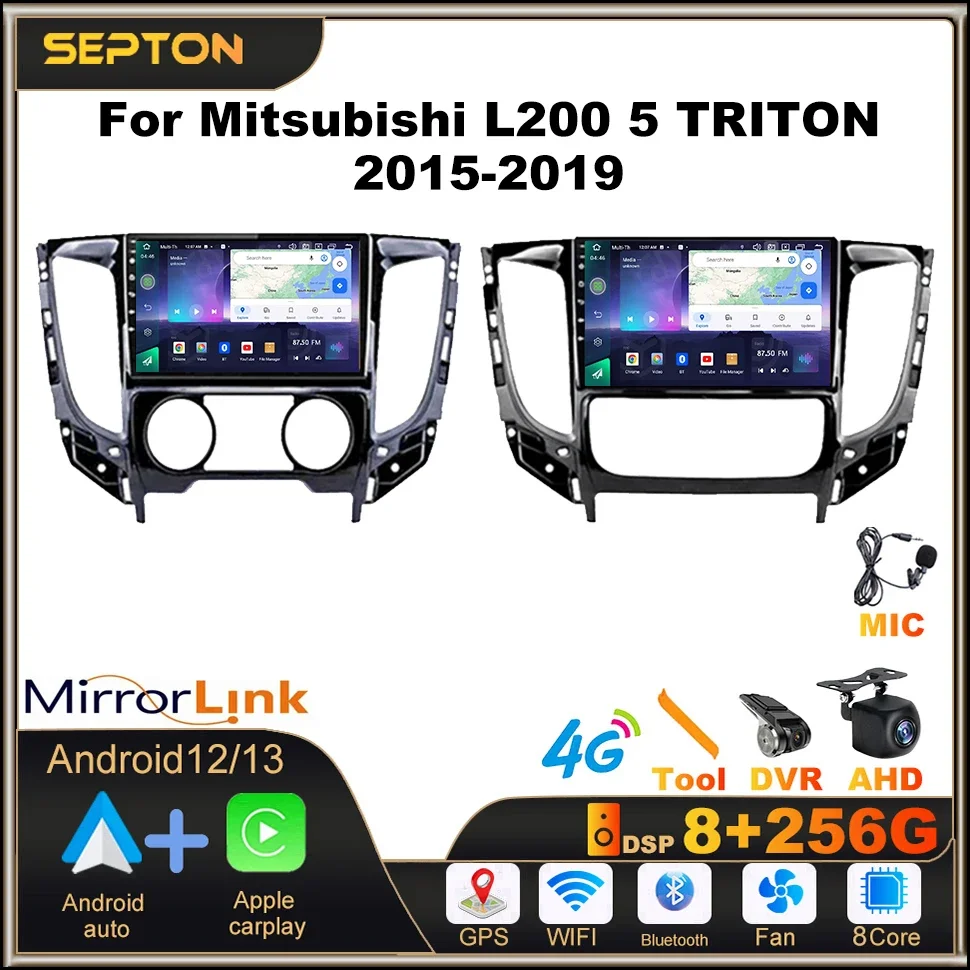 SEPTON Car Radio Multimedia Player for Mitsubishi L200 5 TRITON 2015-2019 4G Carplay BT 8core WIFI 8+128G Automotive Multimedia