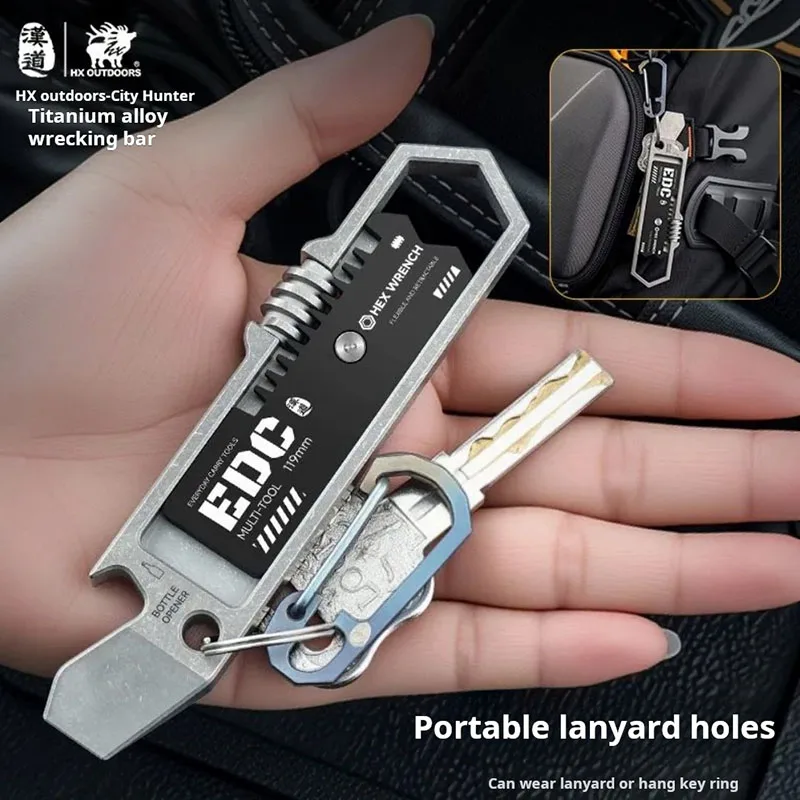 

Multifunctional Portable bottle opener with wrench EDC Combination Tools City Hunter Titanium Alloy CT4 Crowbar CNC Process