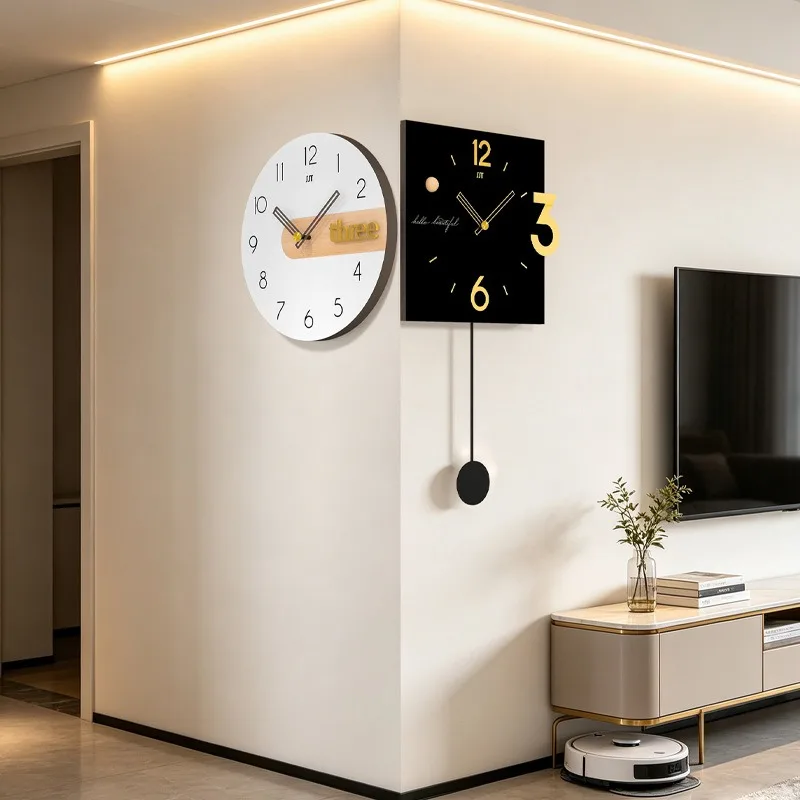 Corner Wall Clock Silent Pendulum Clock Modern Design Living Room Stylish Wall Decorations Watch Interior Luxury Room Ornaments